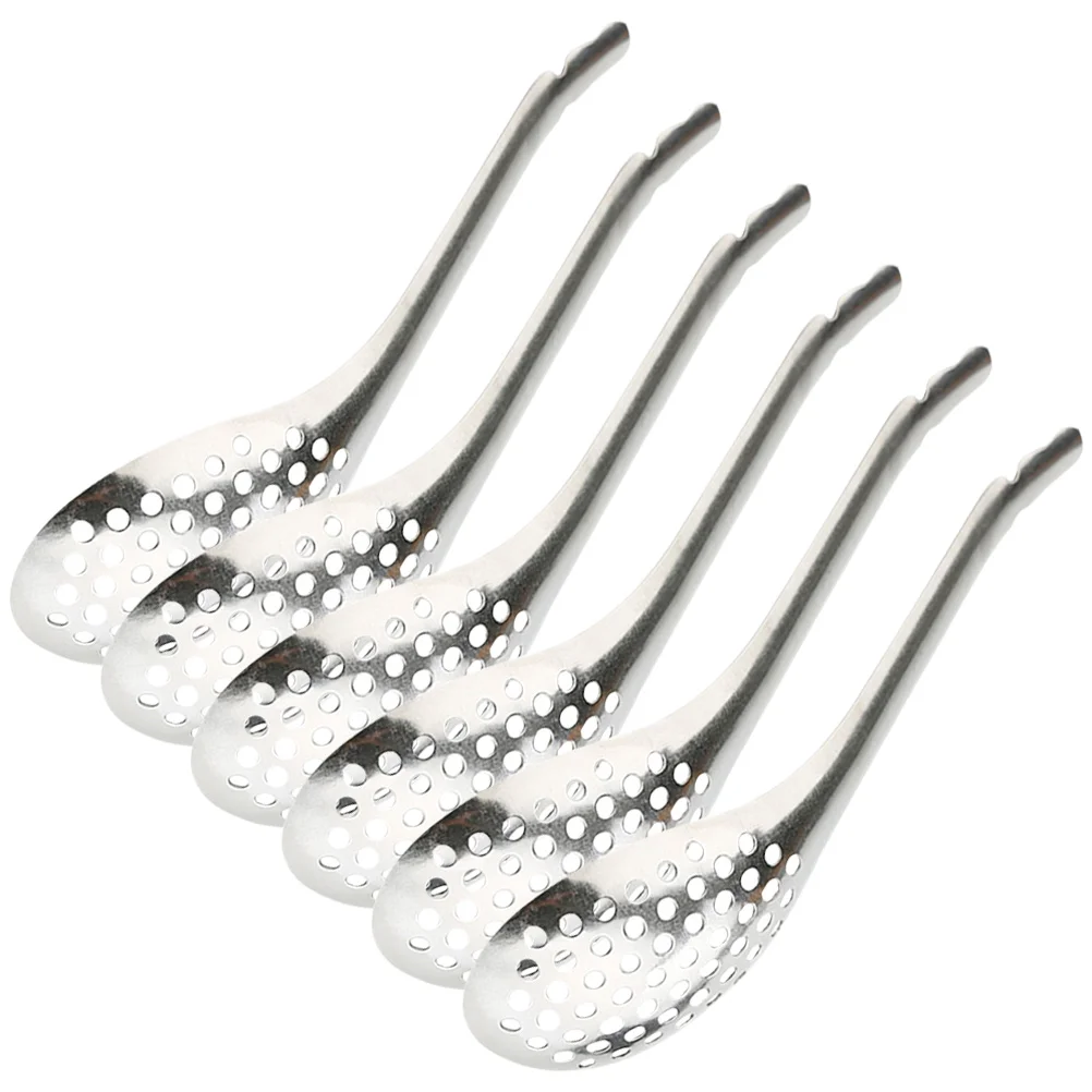 

6 Pcs Slotted Spoon Stainless Steel Caviar Kitchen Gadgets Small Spherification