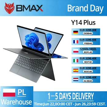 BMAX Y14 Plus Laptop 14 Inch Touch Screen 16GB RAM 512GB SSD Intel N150 1920*1080 IPS 360°Convertible Notebook Windows 11