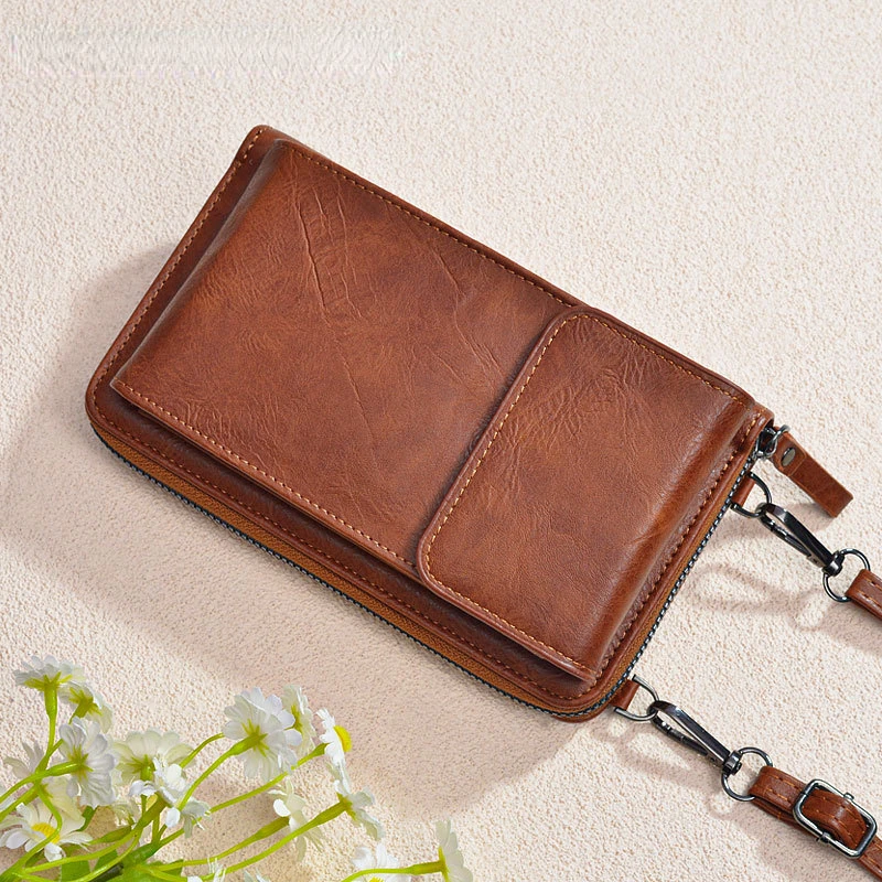 

New Fashion Versatile Trendy Women's Vertical Simple Solid Color Phone Bag Large Capacity Multifunctional Girls' Crossbody Bag