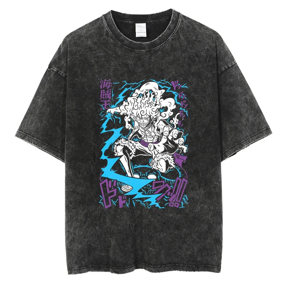 

Luffy Graphic T Shirt Japanese y2k Harajuku Anime Print T-shirt Hip Hop Street Casual Unisex Oversized Loose Tees Cotton Tops
