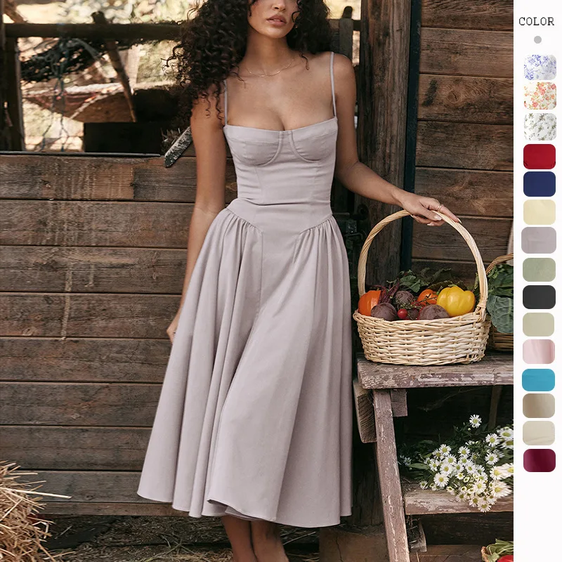 Elegant Solid Color Cocktail Dresses Charming Sleeveless Women Prom Gowns Sexy Sweetheart Tea Length Summer Skirts cocktail dress