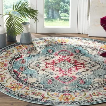 American Retro Round Area Rug – Large Non-Slip Carpet for Living Room, Bedroom & Lounge 1