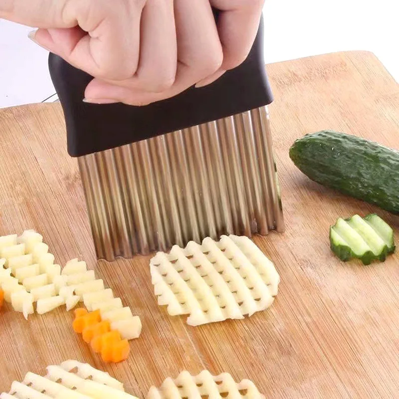 304 stainless steel potato chip slicer dough vegetables and fruits corrugated wave vegetable cutter kitchen gadgets 1pcs