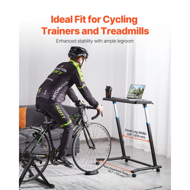 SucceBuy Cycling Desk Mobile Foldable Multi-Functional Bike Trainer & Treadmill Desk w/ Lockable Wheel for Home Office Exercise