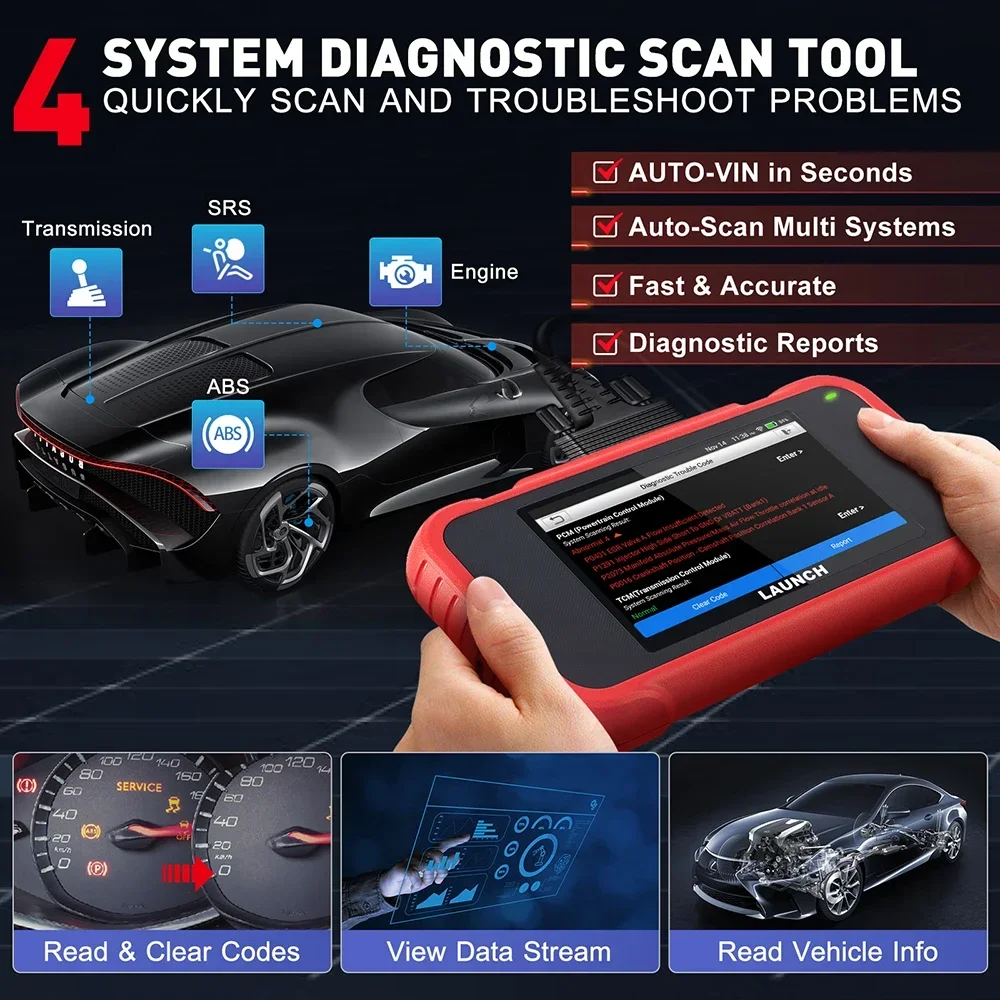 LAUNCH X431 CRP123E V2.0 OBD2 Car Auto Scanner SAS Oil ETS DPF Bleed Reset Diagnostic Tool Engine ABS Airbag SRS AT Code Reader 2