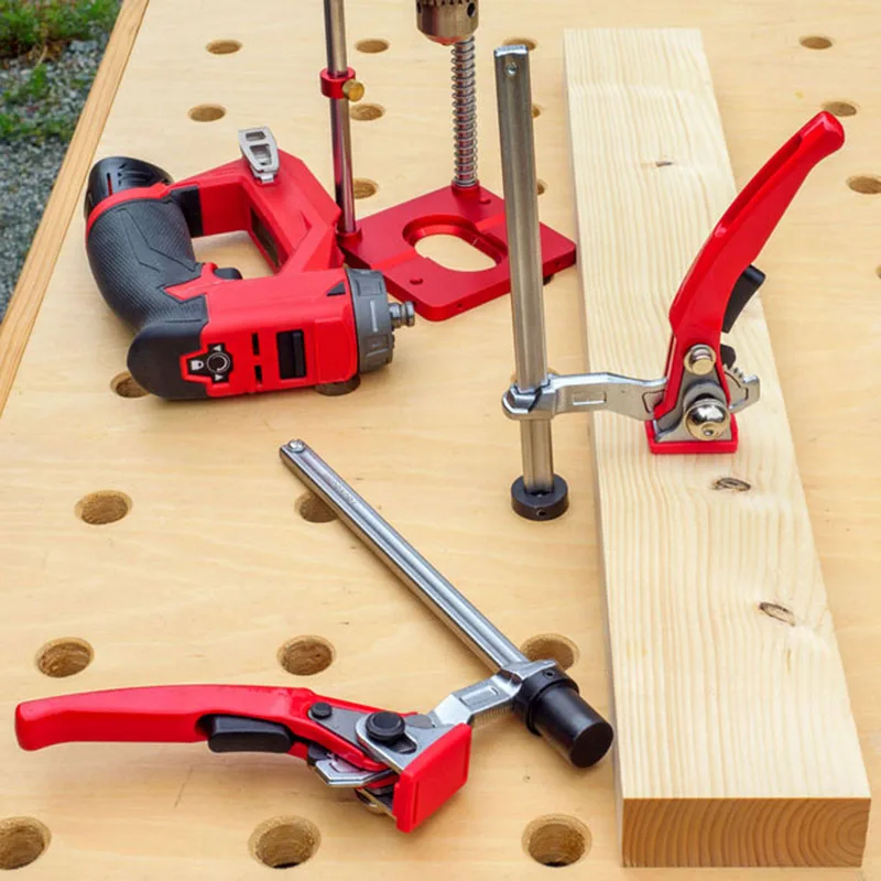 Desktop Dog Hole Fixing Clamp 1/2pc 19mm/20mm Adjustable Steel Table Clamp for Woodworking Workbench Fixing Ratchet F Clamp woodworking clamp,woodworking tools,woodworking tool