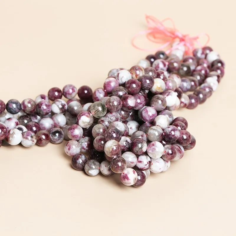Natural Stone Plum Flower Tourmaline Genuine Round Loose Spacer Health Gemstone Beads For Jewelry Making DIY Bracelet Accessory 5
