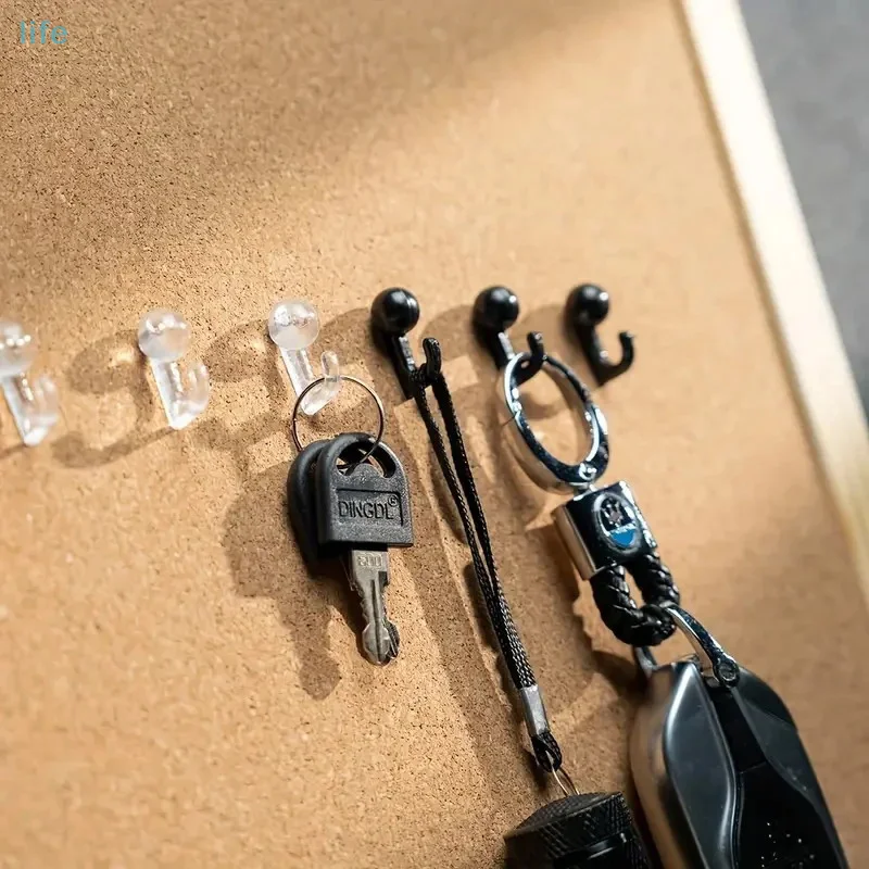 대량 30개 투명 검정 플라스틱 푸시핀(후크 포함), 장 재사용 가능 핀, 게시판, 사무실 코르크보드용