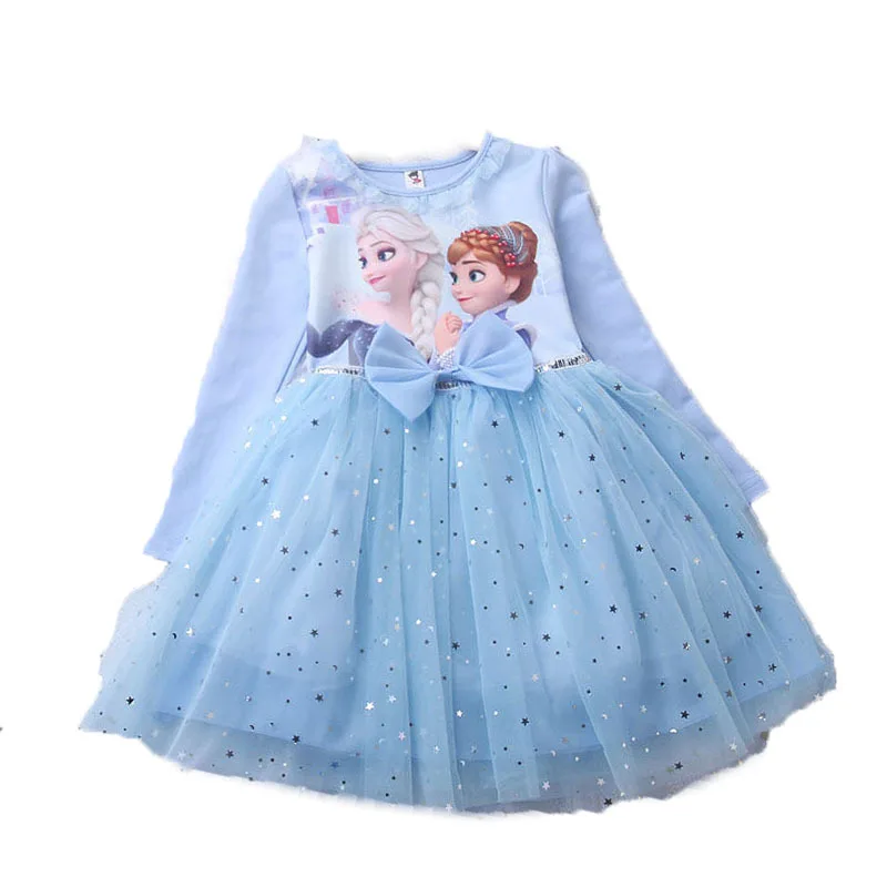 Girls Dress Fall Dresses Girls Vestidos Frozen Elsa Dresses Birthday Party Long Sleeve Princess Costume Teen Children's Party Clothes