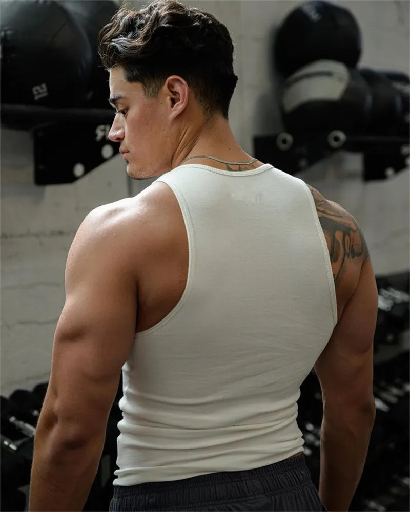 Men Summer Tank Tops Quick Dry Rib Slim Fit Muscle Tee for Men Fitness Workout Gym Singlet Bodybuilding