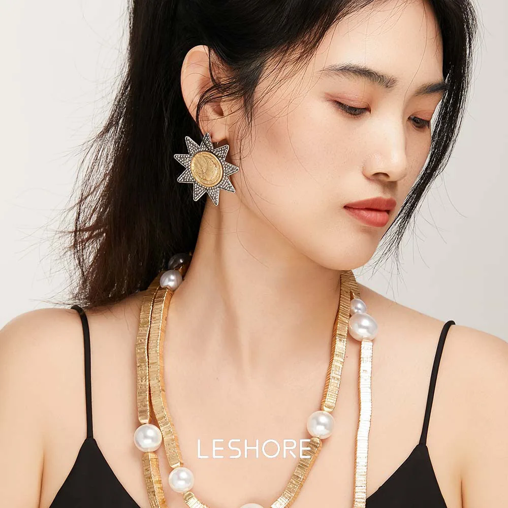 LESHORE لؤلؤة طويلة مطرز قلادة قلادة مجوهرات عصرية...