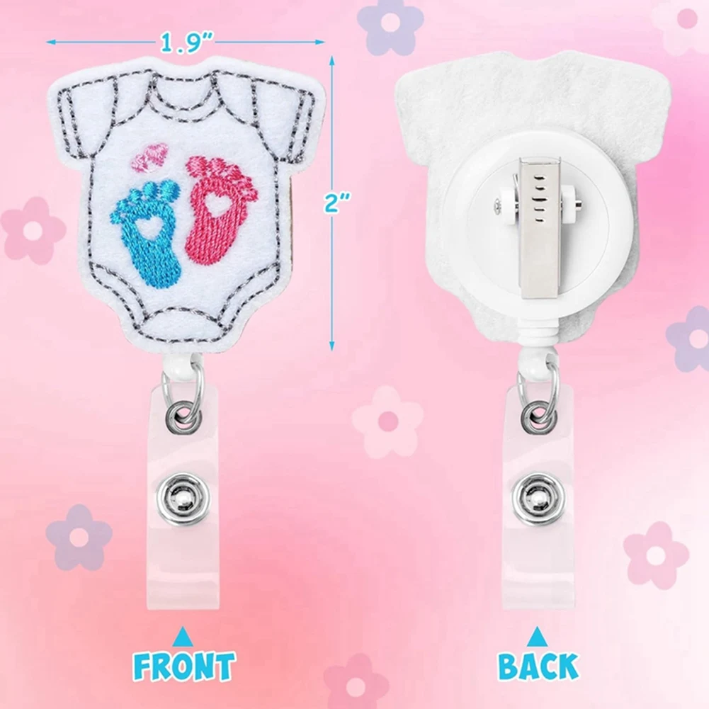 LC-6개 세트 산모실 간호사 펠트 배지 릴 NICU 간호사 접이식 귀여운 배지 홀더 (악어 클립 포함) 내구성 강함
