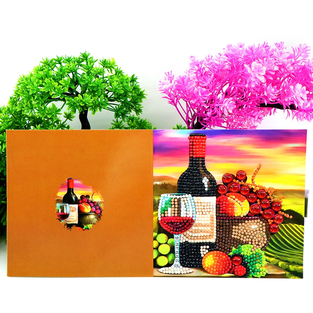 8pcs DIY Diamond Art Greeting Cards Festival Party Designs Diamond Art Handmade Cards Creative Birthday & Thanksgiving Card Kit