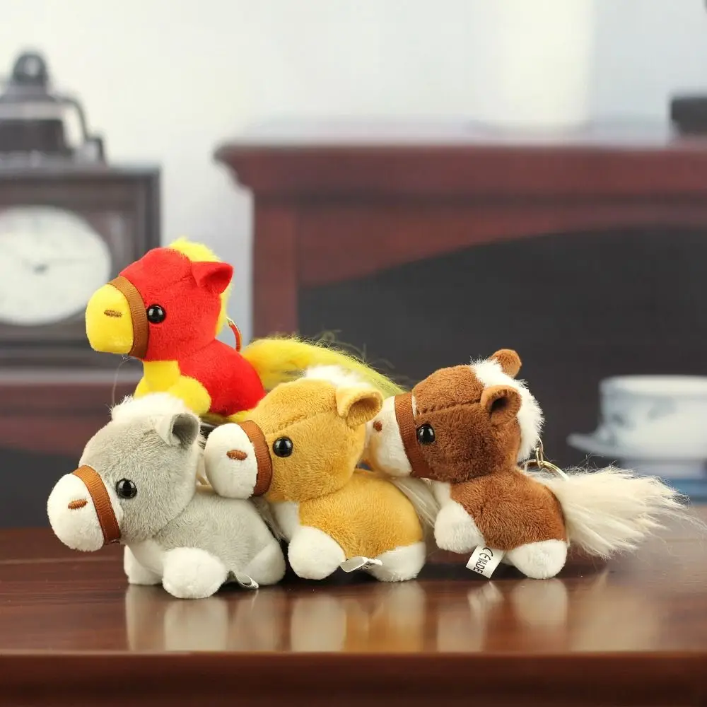 Mini Plush Horse Keychain Creative Mascot Dolls Plush Horse Doll Pendant Soft Chinese Style Cartoon Steed Doll Year of Horse