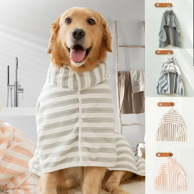 Ultra-Absorbent Dog Bath Towel Super Absorbent Dog Bathrobe Robe For Large/Medium/Small Dog 4