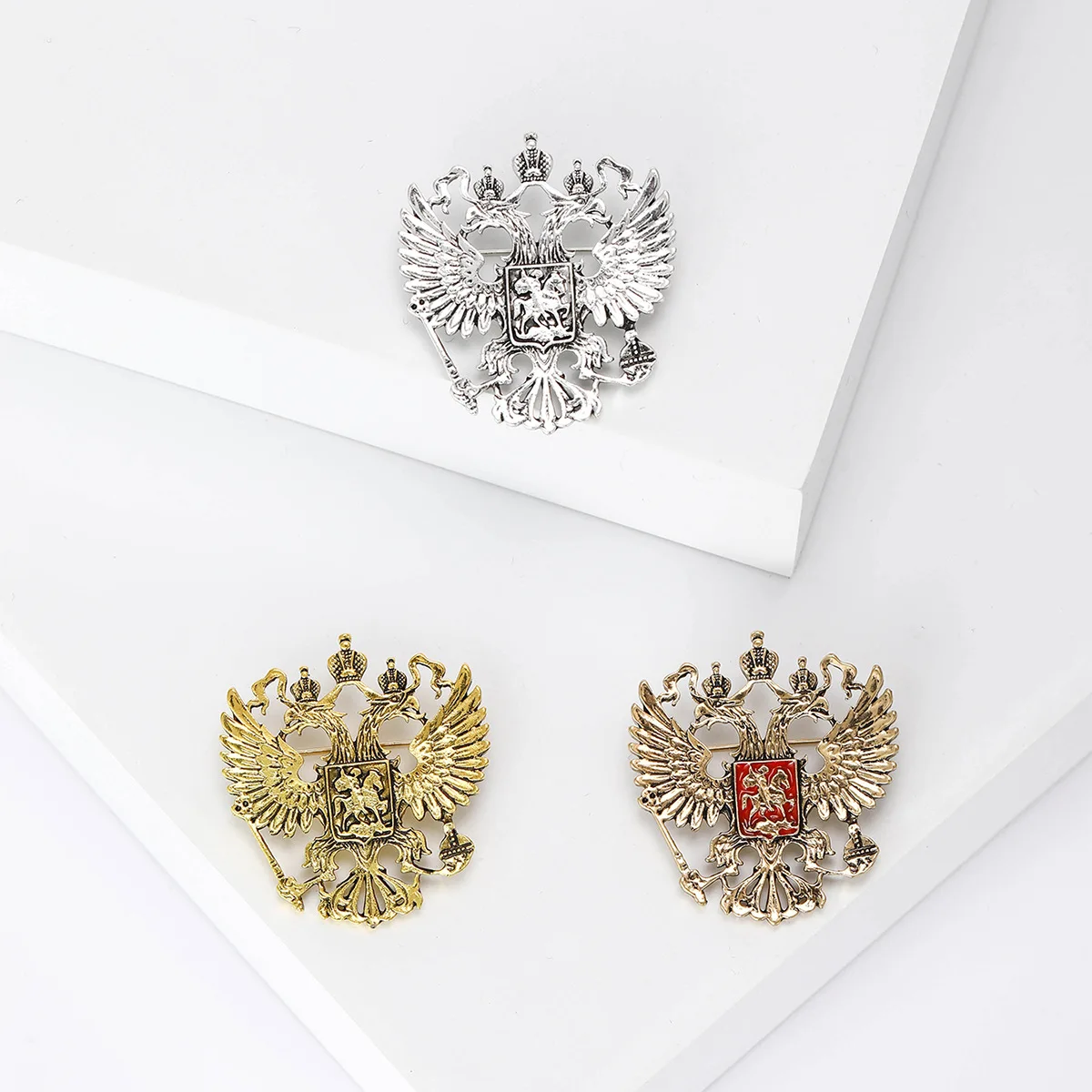 

Classic Double Headed Eagle Brooch Pins Russia Badge Punk Coat Suit Lapel Pin Men Women Accessories Banquet Daily Jewelry Gift