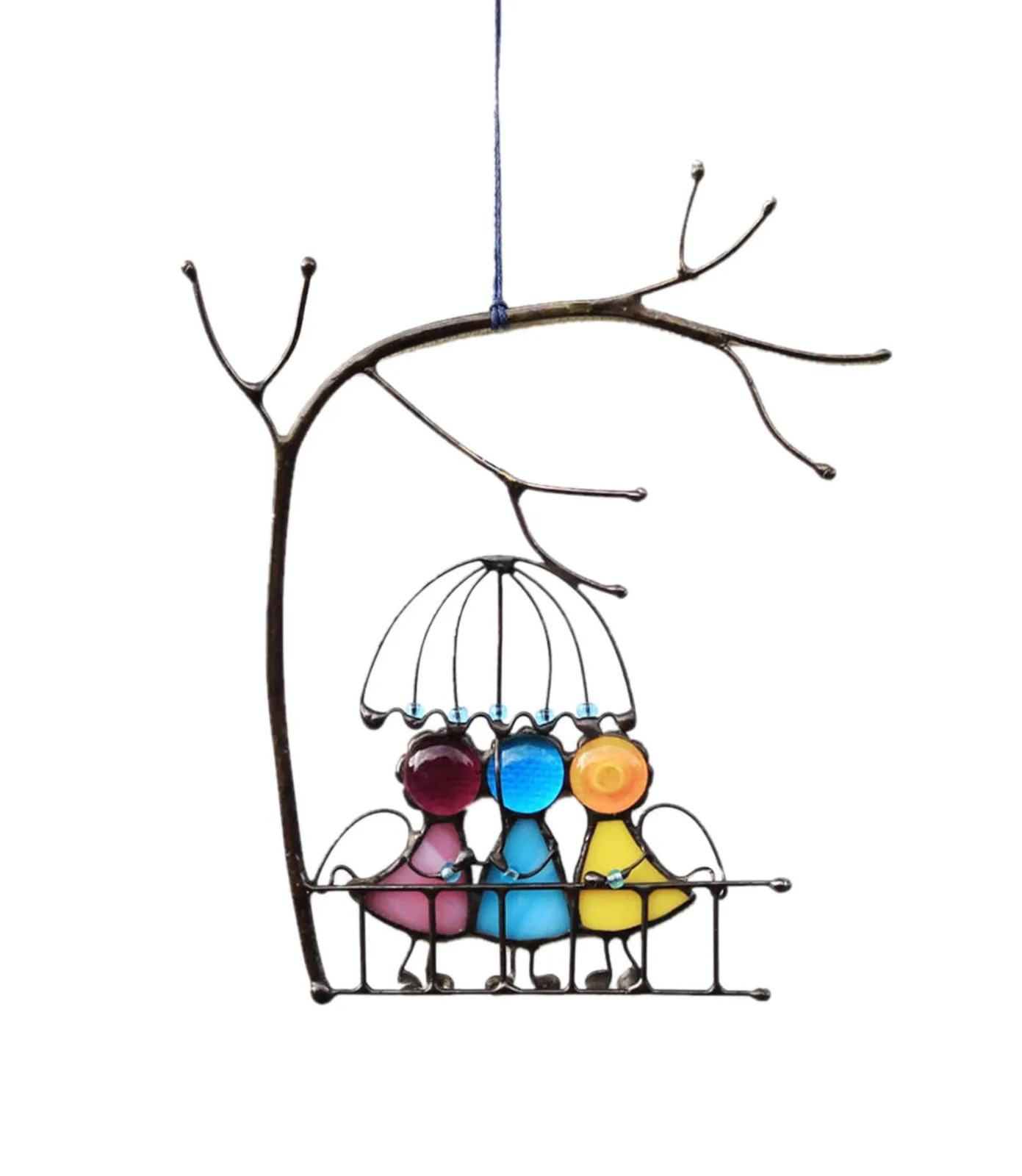 Stained Glass Angels Couple Doll Window Hangings SunCatcher Art Hanging Pendant Wall Door Decoration for Home Ornaments