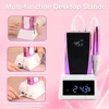 45000RPM Gradient Purple Rechargeable Nail Drill Portable Cordless Electric Nail Drill Machine  Manicure 85w with Desktop Clock 4