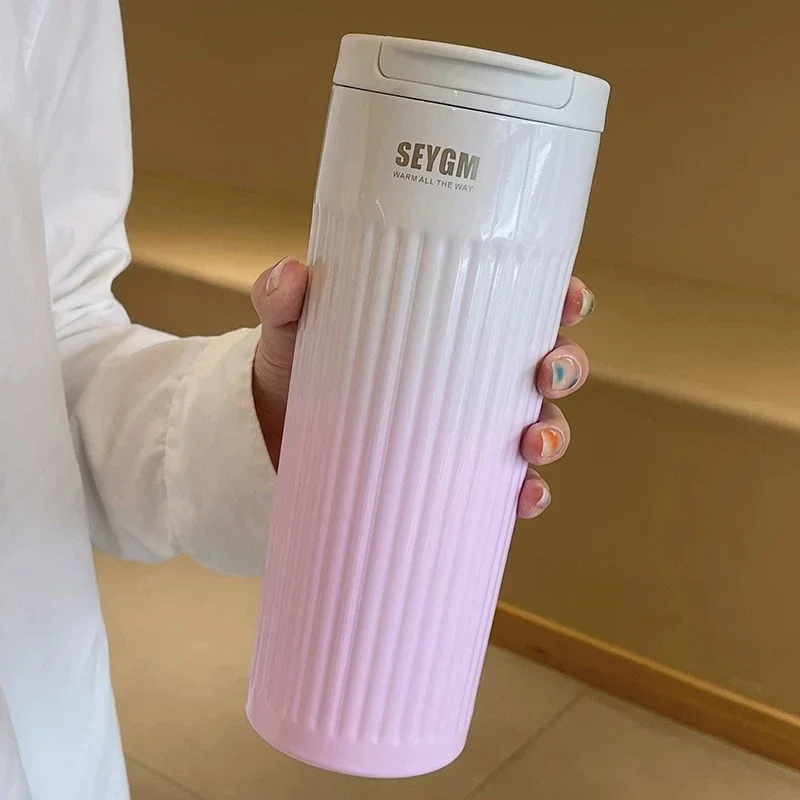 

500ml Portable Fashion Stainless steel 304 Coffee Mug Color Changing Design Car Thermos Mug Travel Thermal Cup For Gifts