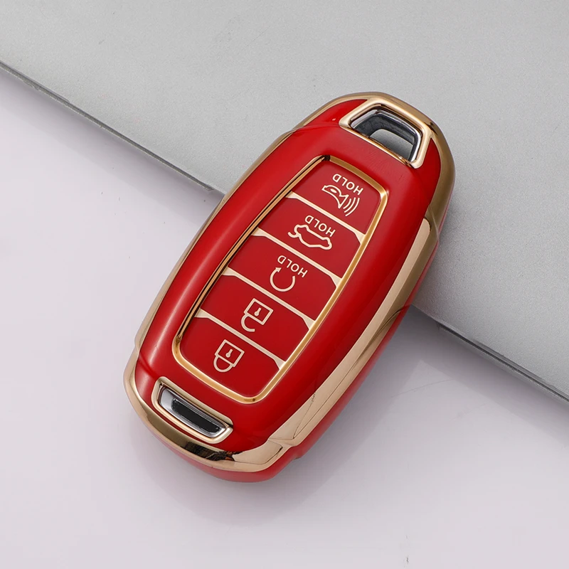 Key Case Cover 5 Button TPU Car Key Fob For Hyundai i30 Ix35 KONA Encino Solaris Azera Grandeur Ig Accent Santa Fe Palisade Keychain