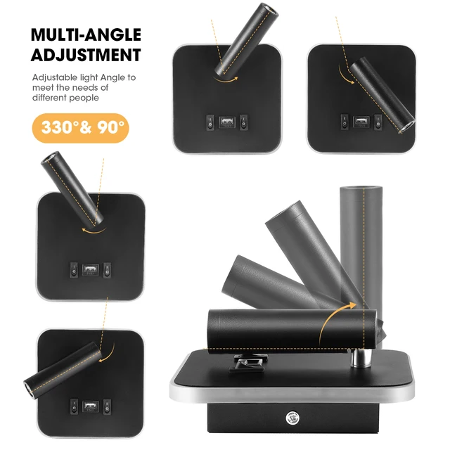 휴대 전화 충전이 편리한 침실용 LED 조명