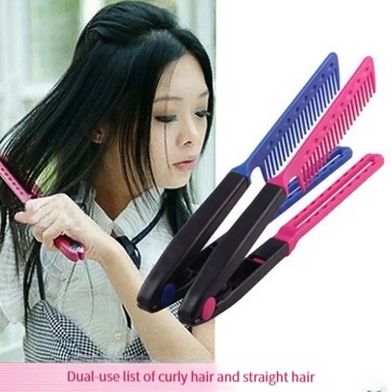 Flat Comb Straightening Comb Salon Hair Brush Combs Hairdressing Styling Hair Straightener V-shaped Straight Comb Straightener 2