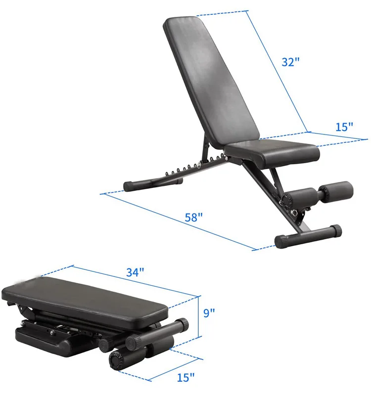 Home gym fitness equipment bench workout weight adjustable folding sit up bench