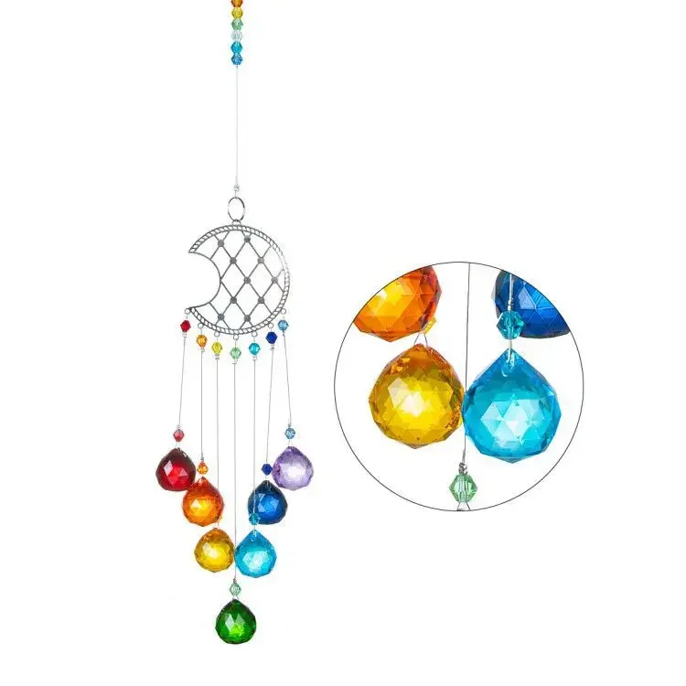 Hanging Crystal Lighting Ball Pendant DIY Tree Of Life Pendant Crystal Ball Sun Catcher Prism For Outdoor Home
