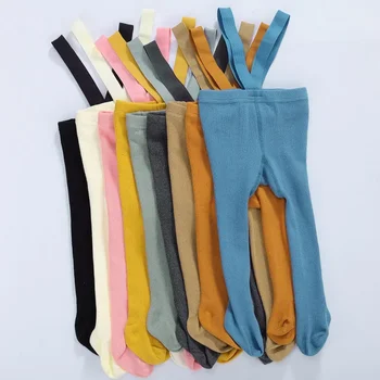 Neonato ragazza ragazzo accessori calzini per bambini bretella collant generale solido vita alta collant a coste Leggings per neonati