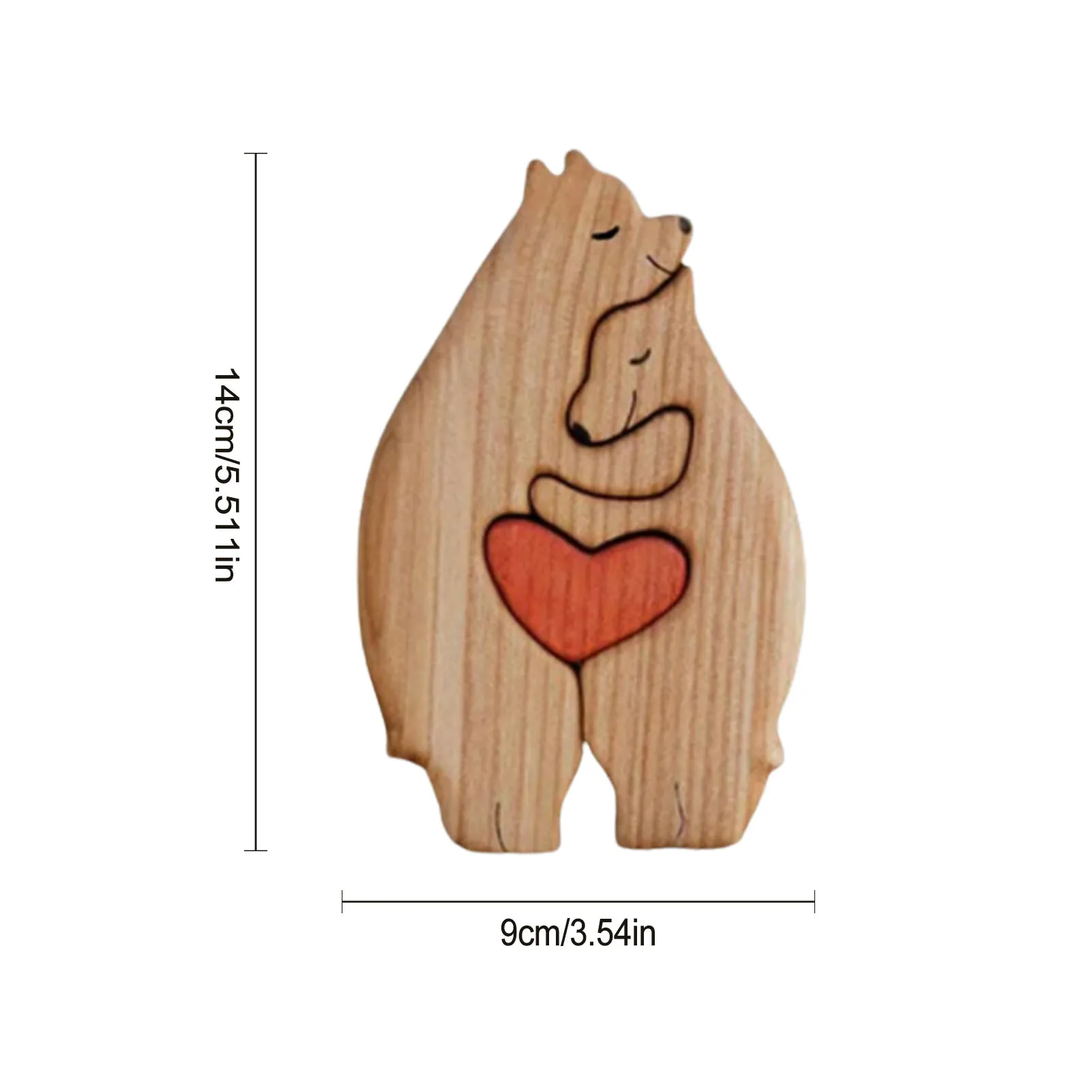 Hand-Carved Beer In Love Wooden Love Beer Animal Figurine Decor Handmade Love Elephants for Lover Desk Decoration 2023