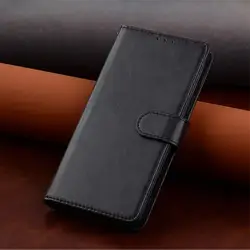 Premium Flip Leather Wallet Phone Case for Redmi 7A (Black)