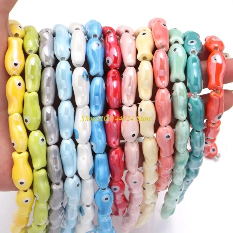 N5KE -Packung von 10 Keramikfischform Charme Bunte losen Abstandshalterperlen für Armband Telefonkette machen Schmuckzubehör – Detail 8