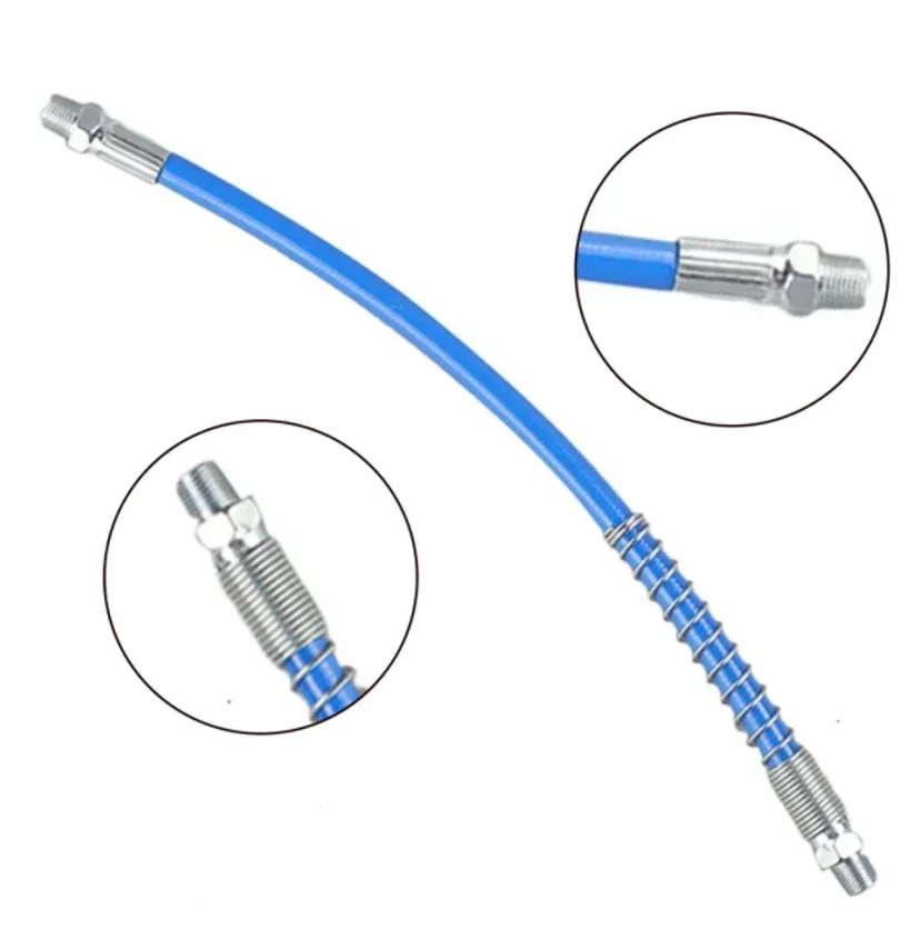 1PC Grease Gun Hose 30CM Flexible Heavy Duty Flex Hose Explosion-Proof Spring Lube Gun For Hand And Air Powered Grease Guns