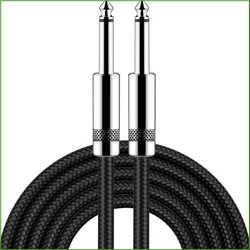 Premium Black Right Angle to Straight Instrument Cable - 10/20ft for Electric Guitar and Bass (Straight -Black)