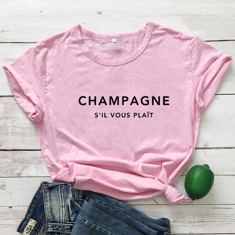 CHAMPAGNE S'IL VOUS PLAIT French Women's T-Shirt French Saying Shirts French Lover tee summer fashion Casual vintage tops 3