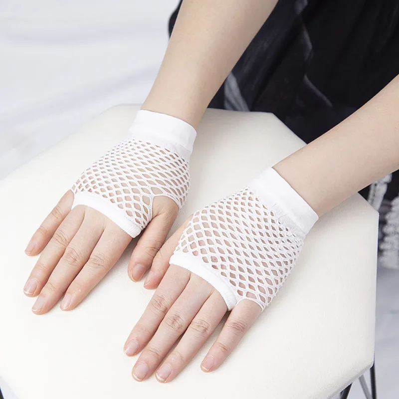 3 Paar Schwarze Fingerlose Netzhandschuhe – Punk-Style Für 80er-Partys