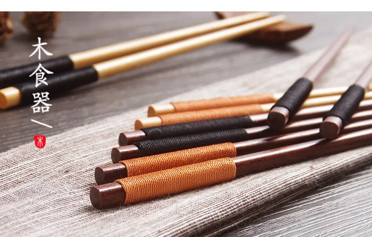 Description Picture 3 of itemJapanese-style Natural Handmade Wood Chopsticks Japan/China Eating Ware Chop Sticks with String Wood Teableware