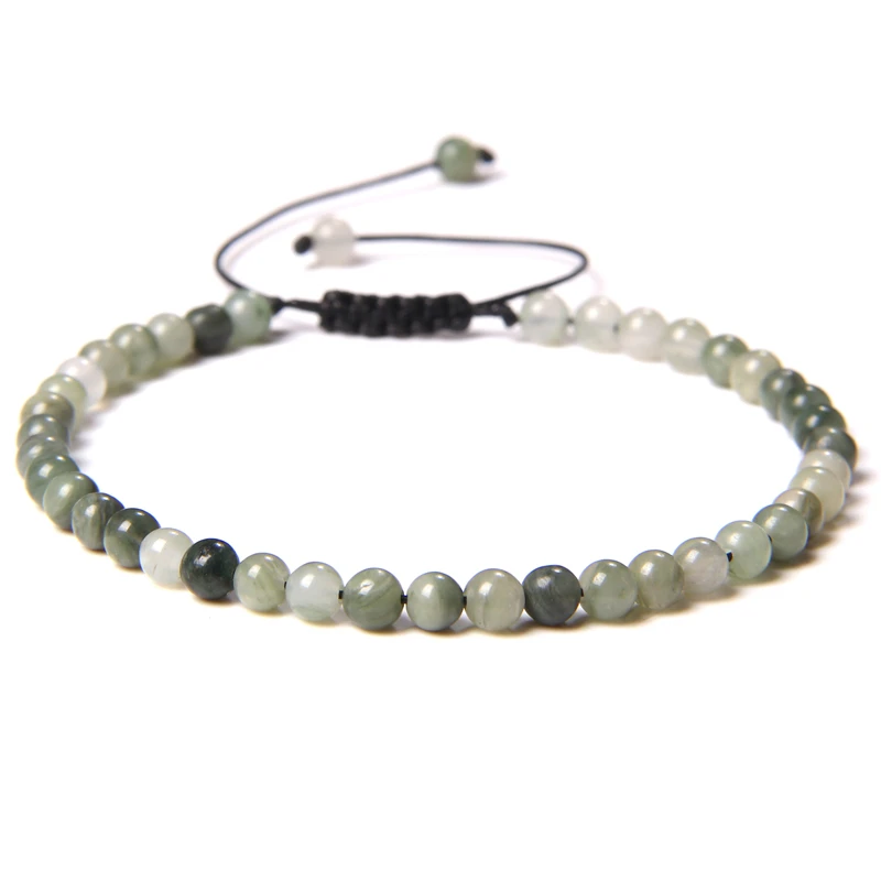 4MM Naturstein geflochtenes Armband Kleines Steinperlenarmband Verstellbarer Quarz Achate Armreif Mineral Schmuck Geschenk für Frauen Männer – Detail 27