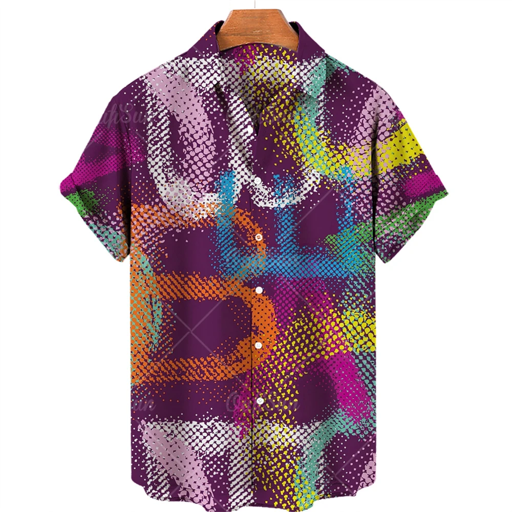 2024 3d Graffiti Oil Painting Printed Shirt Men Fashion Streetwear Hawaiian Beach Casual Lapel Plus Size 2024 6