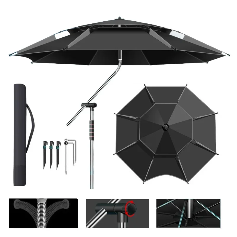 New Fishing Umbrella Upgraded Outdoor Large Sun Parasol Stainless Steel Rod Beach Umbrella Camping Parasol Sunshade Awning