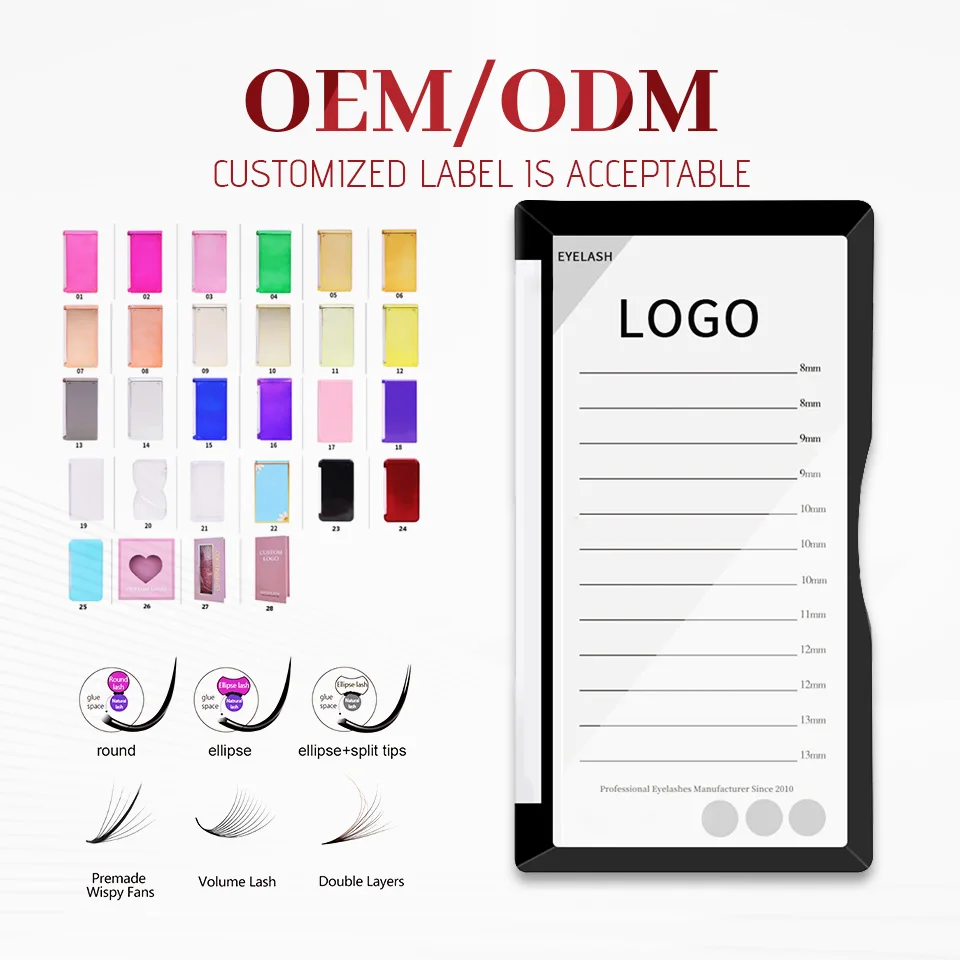 ODM/OEM Random Size Eyelash Private logo DIY logo eyelash extensions personal eyelashes personal logo name eyelash Customize 2