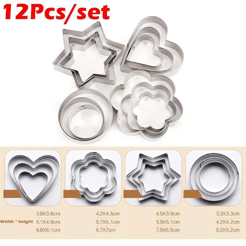 Baking mould 12pcs/sets DIY mold star heart round flower shape cutter baking mould kitchen accessories stainless steel cookie biscuit tools