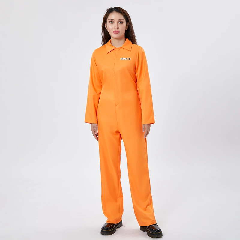 Family Matching Jail Costumes Letter Print Long Sleeve Prison Jumpsuit For Adults Kids Role-Playing Party Cosplay Long Romper 3