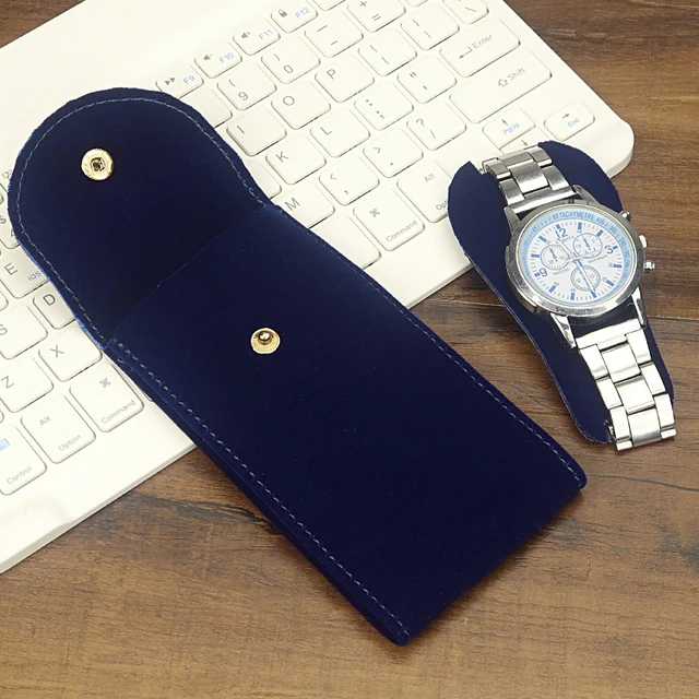 Bársony Snap Órás Táska Tasak Szervező Flanel Óra Védő Tok Ring Ékszer Órák Ajándék Tároló - Image 4