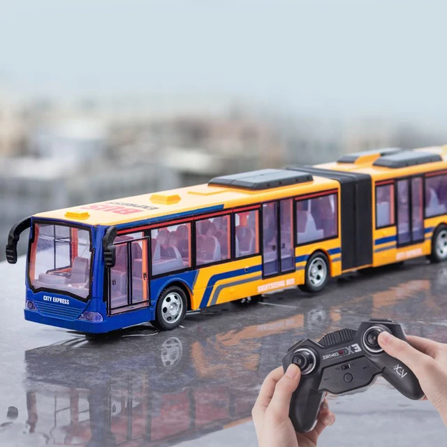 Jouet de bus touristique électrique RC avec lumières pour enfants, véhicule  de campus de simulation, voiture, cadeau pour garçon, 1:48, 4CH