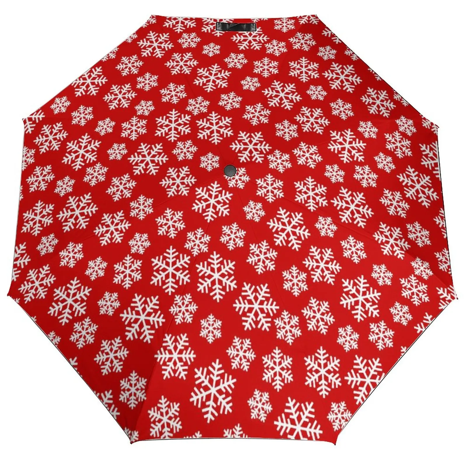 

Зимний автоматический зонт в виде снежинки с 8 ребрами, зонт с красным принтом для защиты от УФ-лучей, карбоновая рамка для мужчин и женщин