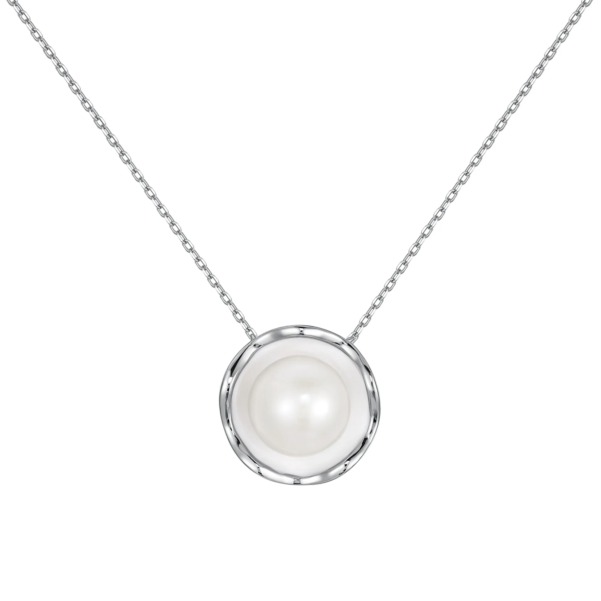 

Модное женское серебряное ожерелье с инкрустацией из натурального пресноводного жемчуга и универсальной цепочкой из ключиц