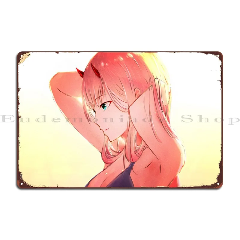 Franxx Smile Green Eyes Ho Metal Plaque Design Wall Cave Wall Decor Kitchen Design Tin Sign Poster