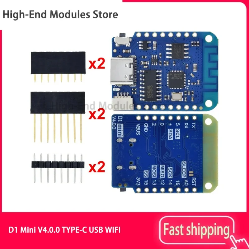 

WEMOS D1 Mini V4.0.0 TYPE-C USB WIFI Internet of Things Board based ESP8266 4MB MicroPython Nodemcu Arduino Compatible