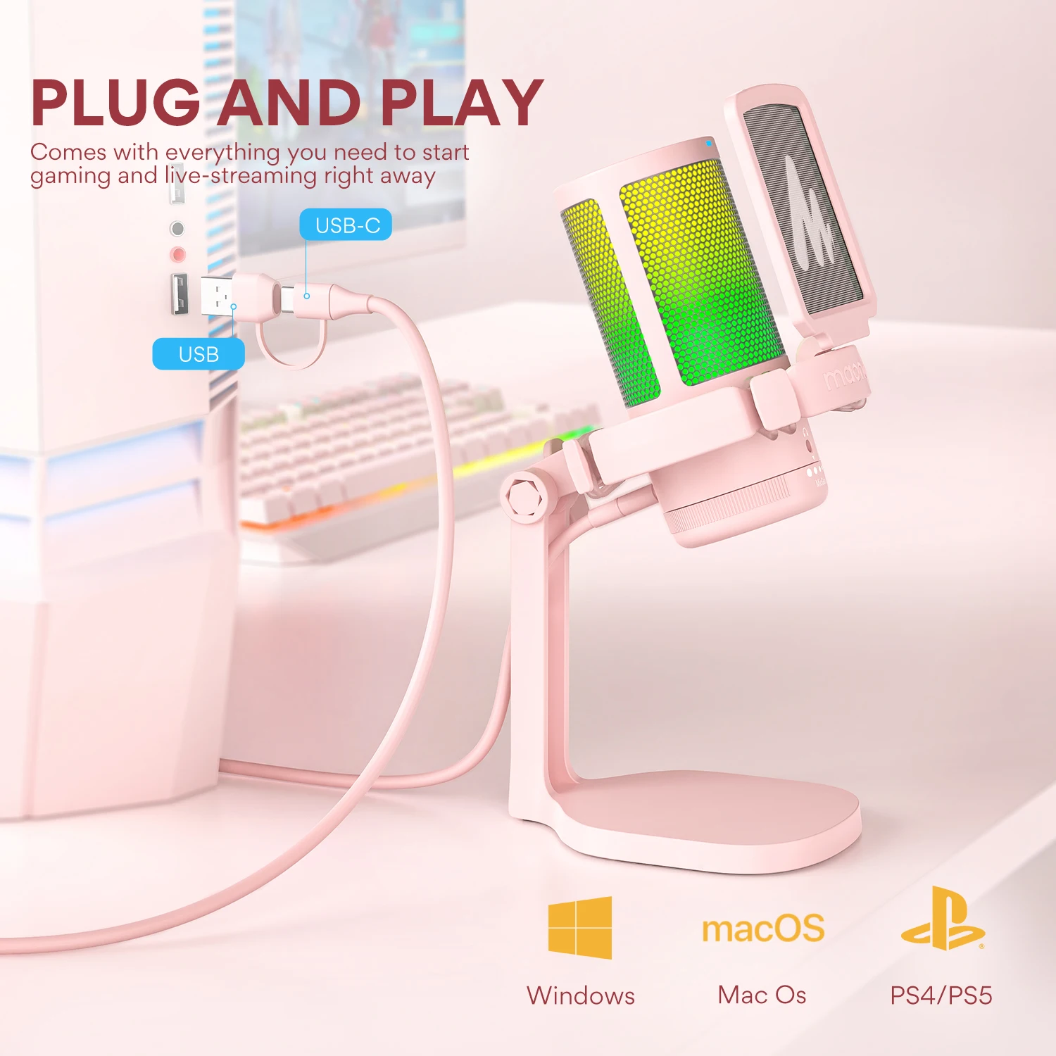 Maono Gamerwave USB CŸ ũ, RGB  ,   ð ͸, ĳ ũ,  Ʈֿ, DGM20
